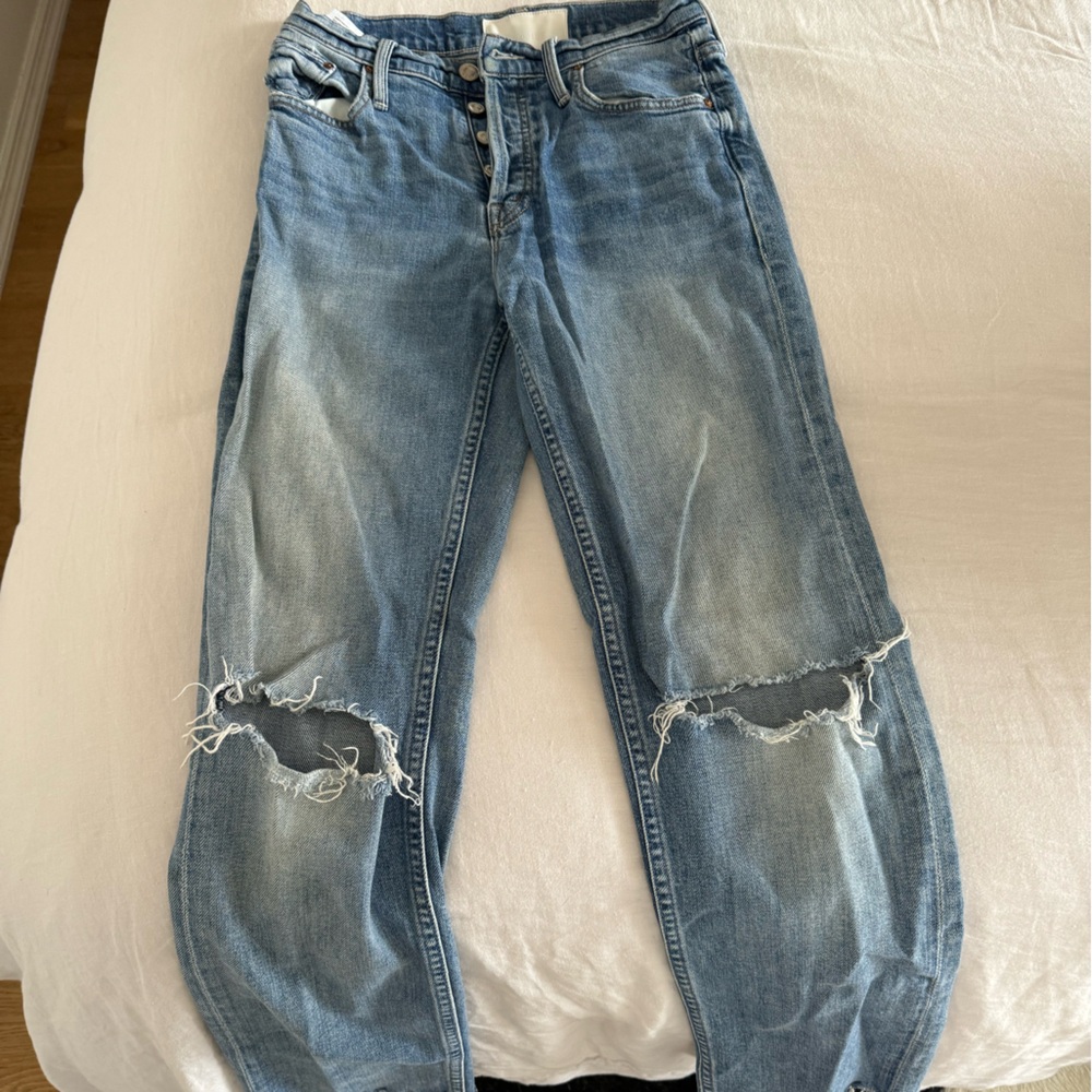 Ripped Mother Jeans - The Tomcat Ankle Fray